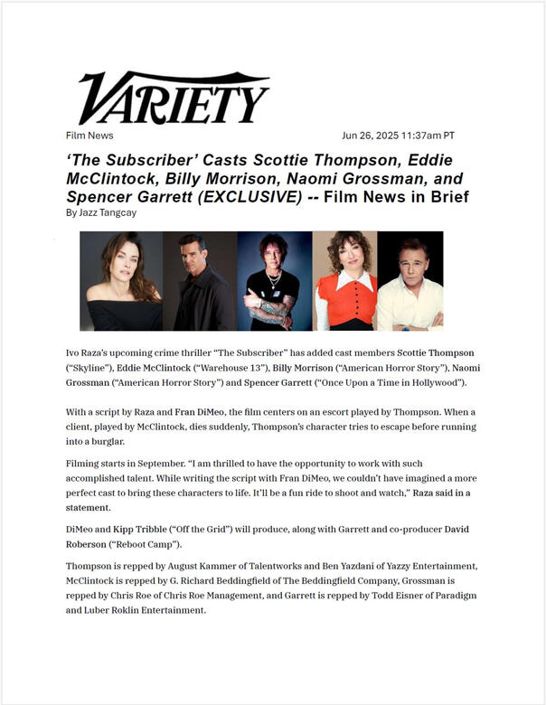 Variety Cast Announcement 1 Variety Cast Announcement 1